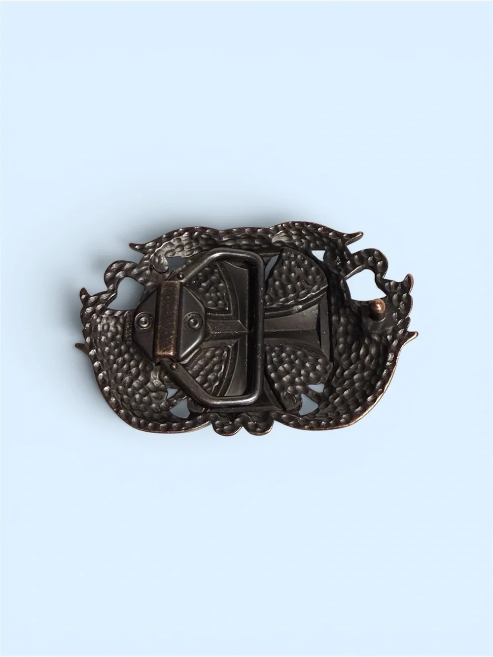 Maltese Cross Belt Buckle Cutout Gothic Outlaw Biker Punk Bronze Brown